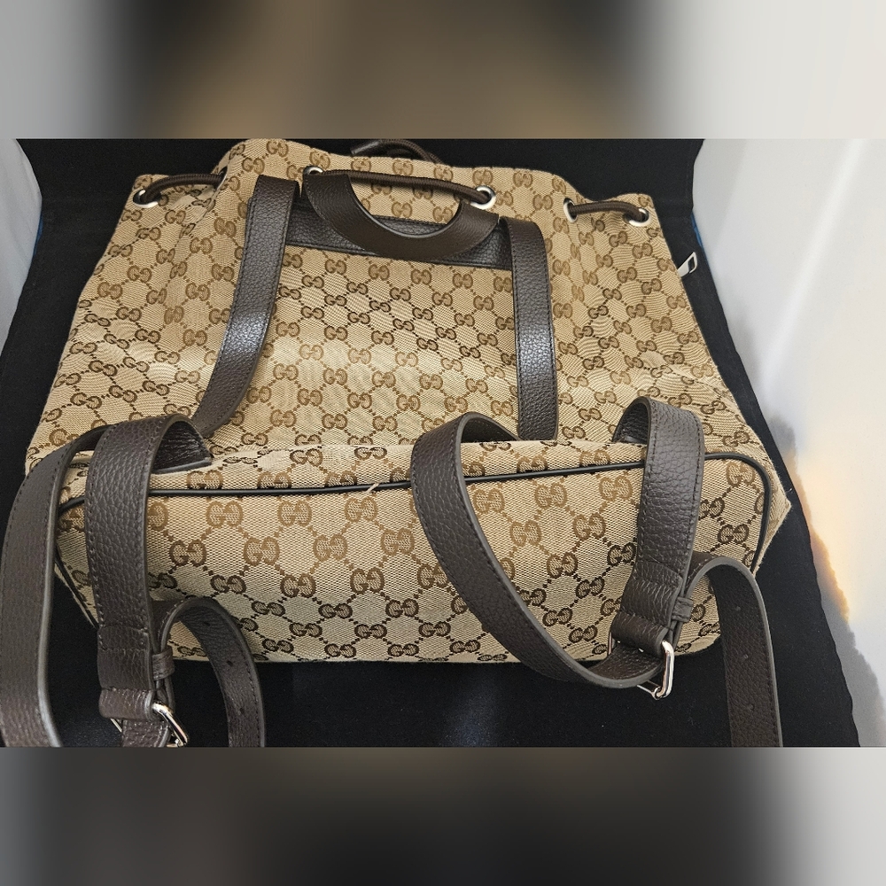 Gucci Brown Monogram Drawstring Backpack - image 5